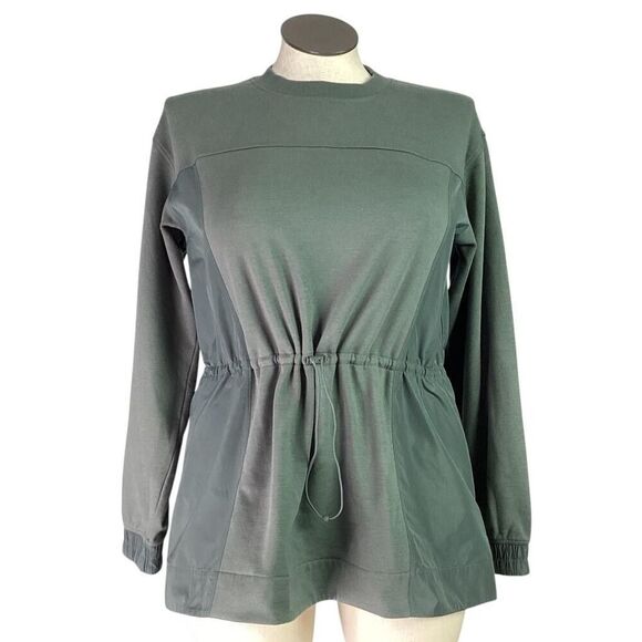 Athleta Sweatshirt Womens M Green Long Sleeve Triumph Hybrid Crewneck - Picture 2 of 11